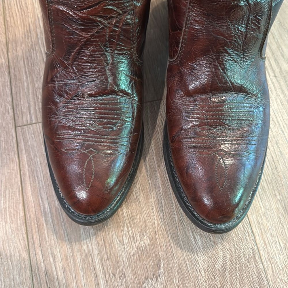DURANGO MENS GEUINE LEATHER WINE/DARK RED WESTERN BOOTS SIZE 7 WIDE EEEUC - Picture 4 of 11